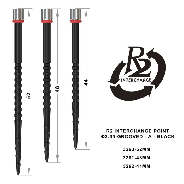 R2 Interchange Point (2.35mm) - 44mm - Grooved - A - Black