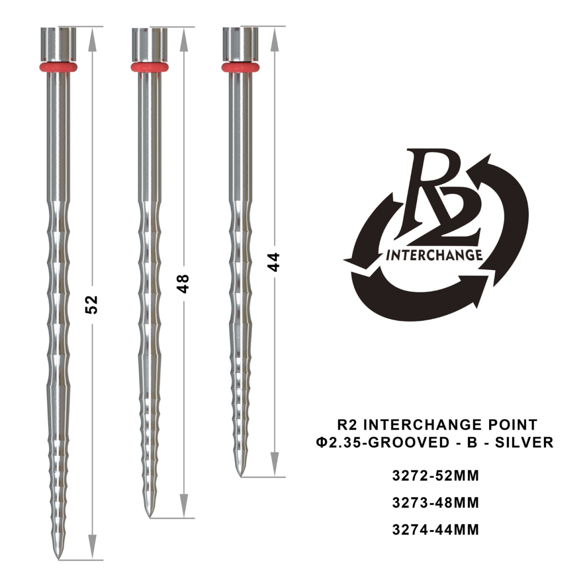 R2 Interchange Point (2.35mm) - 44mm - Grooved - B - Silver