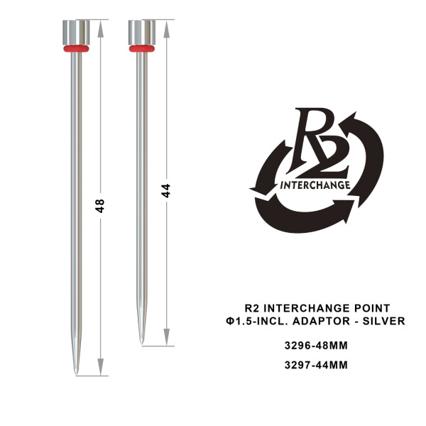 R2 Interchange Point (1.5 mm) - 44 mm - incl. Adaptor - Silver