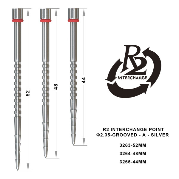 R2 Interchange Point (2.35mm) - 44mm - Grooved - A - Silver