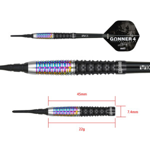 GUNNER 4 Softip 22g - Black&Rainbow