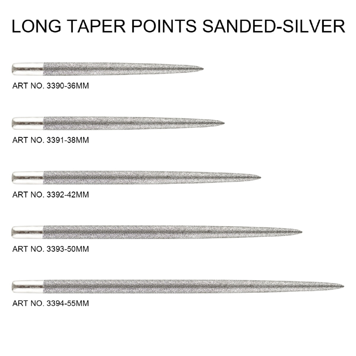 Long Taper Points(Sand Coated)-Silver 36mm